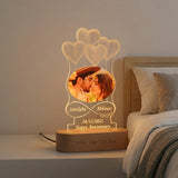 Shayona Gift Shop-Personalized Heart Balloons Oval Photo Acrylic LED Lamp | Custom Couple Infinity Name & Anniversary Date Desk Light with Wooden Base | Romantic Gift for Valentine's Day, Anniversary & Wedding