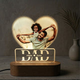 Shayona Gift Shop-Personalized LED Acrylic Lamp with Photo & Names – Heart Shape "DAD" Gift for Father, Birthday, Anniversary, Father’s Day