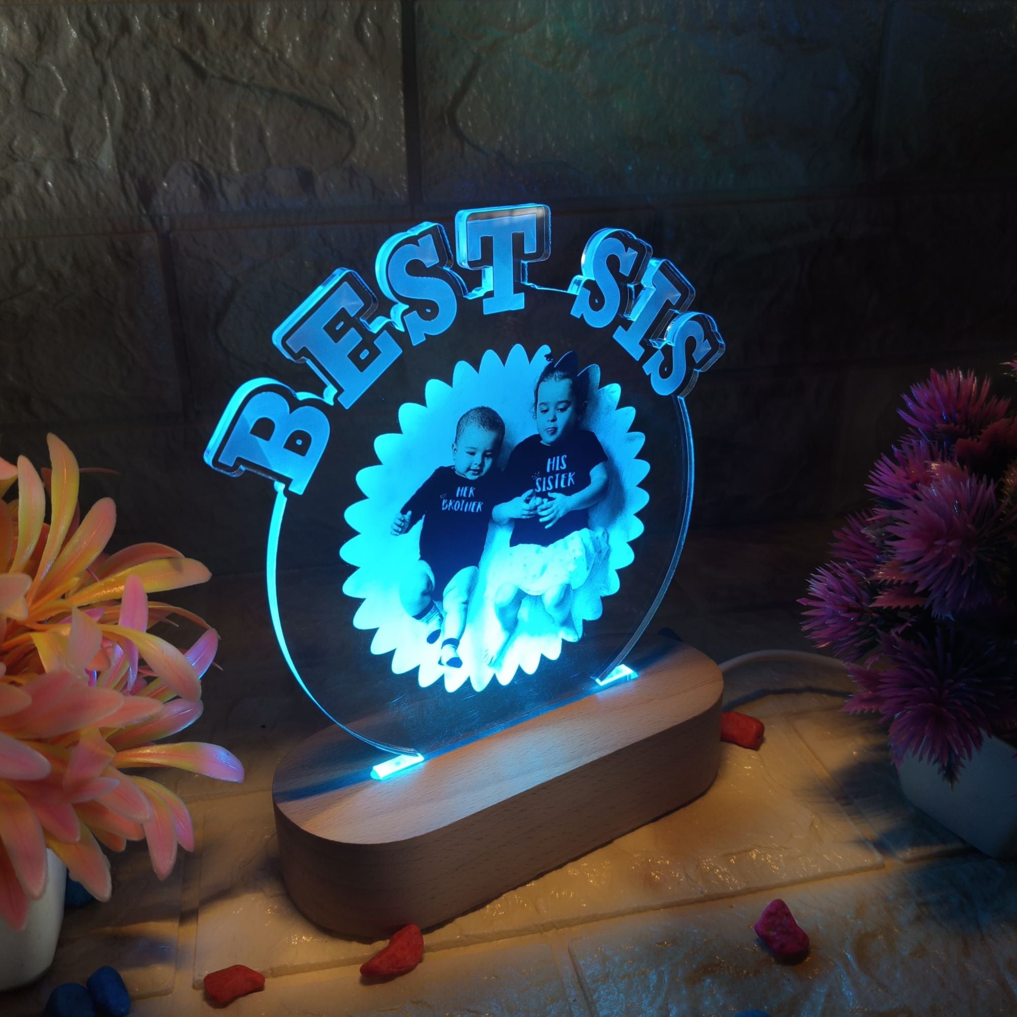 Shayona Best Sis Custom LED Acrylic Lamp | Personalized Photo Frame Gift | Brother Sister Rakshabandhan Special
