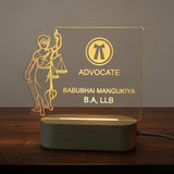 Shayona Gift Shop-Custom Engraved Lawyer LED Desk Lamp with Lady Justice - Personalized Law Degree & Advocate Gift