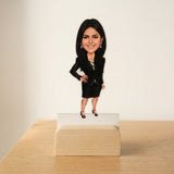 Shayona Gift Shop-Personalized Boss Caricature Photo Standee with Wooden Base | Custom Professional Woman Acrylic Desk Standee | Unique Gift for Sister, Wife, Female Boss, Lawyer & Corporate Women