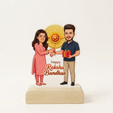 Shayona Gift Shop-Personalized Happy Raksha Bandhan Brother Sister Caricature Standee | Custom Photo Wooden Acrylic Gift Frame for Bhaiya