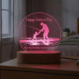 Shayona Gift Shop-Personalized Father's Day Acrylic LED Lamp | Dad My First Hero Forever My Rock Night Light Custom Engraved Acrylic Lamp with Wooden Base Gift for Father, Dad, Papa, Daddy