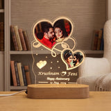 Shayona Gift Shop-Personalized  Photo Heart Acrylic LED Lamp – Custom Couple Names, Date & Anniversary Night Light Lamp for Couples