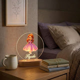 Shayona Gift Shop-Personalized Princess Night Light for Girls – Custom Name 3D LED Acrylic Bedside Lamp with Wooden Base, Warm Glowing Fairy Tale Desk Light for Kids Bedroom, Nursery Decor, Birthday & Baby Shower Gift