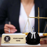 Shayona Personalized Advocate Desk Name Plate with Lawyer Coat Pen Holder White color | Custom Name Plate for Lawyers | Office Table Gift