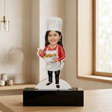 Shayona Gift Shop Personalized Female Chef Caricature Standee with Base | Custom Photo Gift for Lady Chef, Home Baker & Foodie