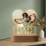 Shayona Gift Shop-Personalized LED Acrylic Lamp with Photo & Names – Heart Shape "DAD" Gift for Father, Birthday, Anniversary, Father’s Day