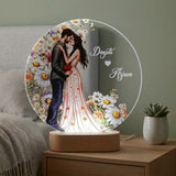 Shayona Gift Shop-Personalized LED Lamp for Couples | Custom Name Romantic Night Light with Floral Design | Anniversary & Valentine Gift