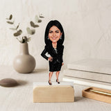 Shayona Gift Shop-Personalized Boss Caricature Photo Standee with Wooden Base | Custom Professional Woman Acrylic Desk Standee | Unique Gift for Sister, Wife, Female Boss, Lawyer & Corporate Women