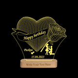 Shayona Gift Shop-Personalized Heart & Rose Birthday Acrylic LED Lamp – Custom Names, Proposal Silhouette & Loving Message Night Light