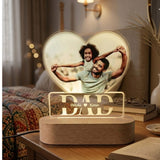 Shayona Gift Shop-Personalized LED Acrylic Lamp with Photo & Names – Heart Shape "DAD" Gift for Father, Birthday, Anniversary, Father’s Day