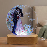 Shayona Gift Shop-Personalized LED Lamp for Couples | Custom Name Romantic Night Light with Floral Design | Anniversary & Valentine Gift