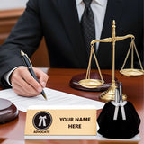 Shayona Personalized Advocate Desk Name Plate with Lawyer Coat Pen Holder White color | Custom Name Plate for Lawyers | Office Table Gift