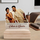 Shayona Gift Shop Personalized Couple Birthday Photo Cutout Standee | Custom Name & Wish Wooden Frame Gift for Husband, Wife & Partner