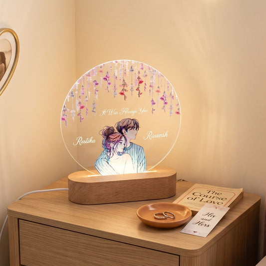 Shayona Gift Shop- Personalized Couple LED Night Lamp – Custom Names & Romantic Design with 'It Was Always You' Quote