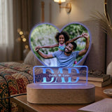 Shayona Gift Shop-Personalized LED Acrylic Lamp with Photo & Names – Heart Shape "DAD" Gift for Father, Birthday, Anniversary, Father’s Day