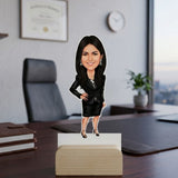 Shayona Gift Shop-Personalized Boss Caricature Photo Standee with Wooden Base | Custom Professional Woman Acrylic Desk Standee | Unique Gift for Sister, Wife, Female Boss, Lawyer & Corporate Women