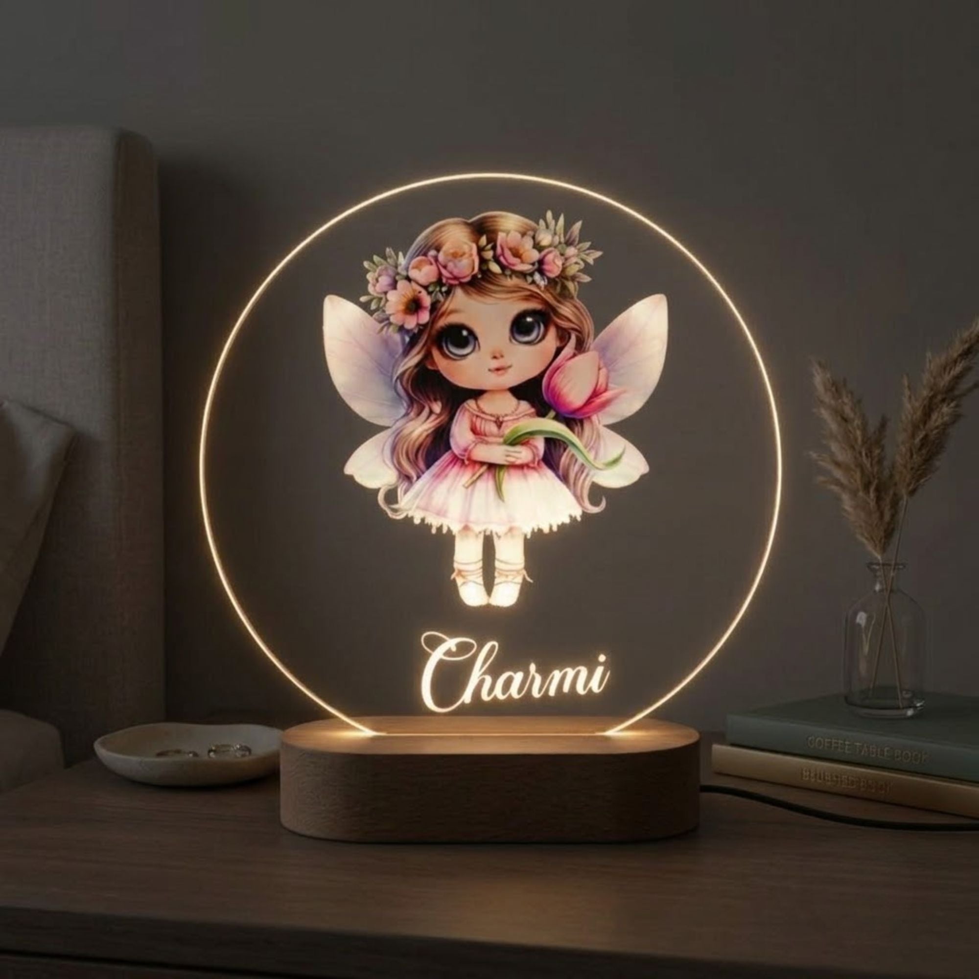 Shayona Gift Shop-Personalized LED Night Lamp for Kids with Fairy Design | Custom Name Gift Light for Girls - Birthday, Room Decor