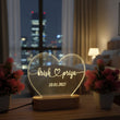 Shayona Gift Shop-Personalized Heart-Shaped Warm LED Night Light | Custom Couple Name & Special Date Engraved Acrylic Lamp with Wooden Base | Romantic Gift for Anniversary, Birthday & Valentine's Day