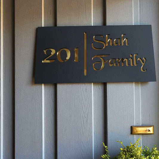 Personalized House Name Plate  | Custom Home Address & Family Name Sign | Modern Outdoor Gate Plaque