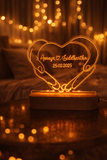 Shayona Gift Shop-Personalized Heart Hands Couple LED Acrylic Night Light – Custom Engraved Name & Date Lamp with Wooden Base, Romantic Anniversary, Wedding & Valentine’s Day Keepsake Gift