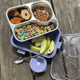 Shayona Customized Name Stainless Steel  3-Compartment Lunch Box for Adults & Kids | with Spoon | Insulated Tiffin Box for Office, School & Travel (Purple)