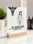 Shayona Gift Shop Personalized Doctor Acrylic Desk Lamp & Name Plaque - Custom Medical Gift with Wooden Base