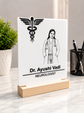 Shayona Gift Shop Personalized Doctor Acrylic Desk Lamp & Name Plaque - Custom Medical Gift with Wooden Base