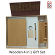 Shayona Wooden diary pen and keychain desk organizer set.