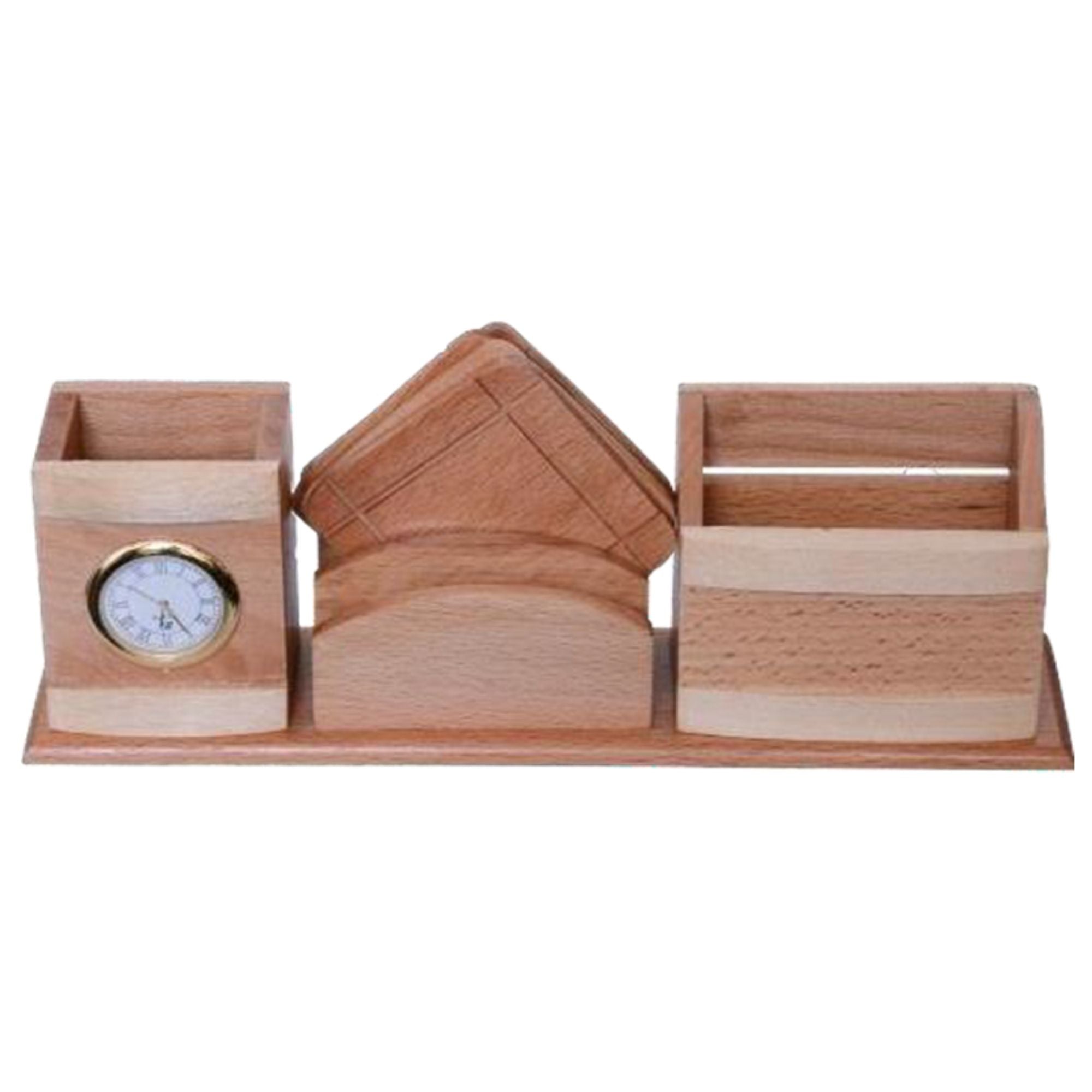 Shayona Wooden Mobile And Pen Stand With Clock, For Office Desktop DW 1901