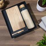 Shayona Premium Eco-Friendly Gift Set – Wooden Notebook, Wrapped Glass Water Bottle & Wooden Pen in Elegant Black Gift Box