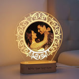 Shayona Gif Sop-Personalized Couple Photo Acrylic LED Lamp | Custom Engraved Photo Frame Night Light with Wooden Base | Romantic Gift for Valentine's Day, Anniversary & Birthday