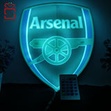 Shayona Wooden Handmade Arsenal FC LED Logo Luminous for Football Fan's 3D LED Night Lamp Multicolor Decorative Wall Design Led Wooden Logo Lights for Home Office Bedroom (multicolor)