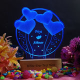 Shayona 3D Illusion Personalized LED Table Lamp for Couples| Customized Name Night Lamp for Wedding Marriage Anniversary| Wedding Return Couple Gift for Friend, Parents, Wife, Husband. Design 9