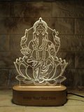 shayona Lord Ganesha LED Acrylic Lamp | Personalized Engraving | Wooden Base Night Light