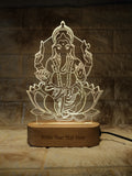 shayona Lord Ganesha LED Acrylic Lamp | Personalized Engraving | Wooden Base Night Light