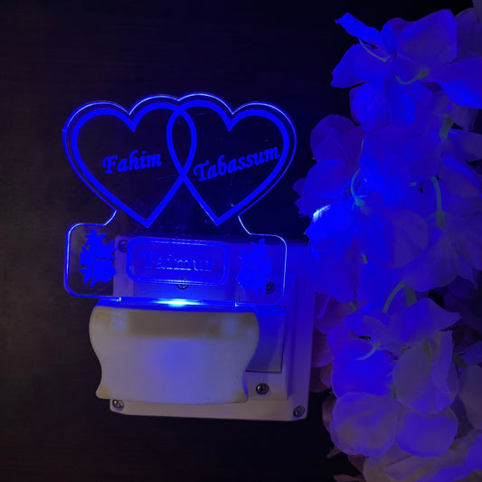 I LOVE YOU WITH 3 HEART  Personalize Single Heart Plug in Lamp