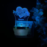 Personalised Couple Name and Date Heart Design LOVE Heart Plug in NIGHT Lamp