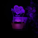 Personalised Couple Name and Date Heart Design LOVE Heart Plug in NIGHT Lamp