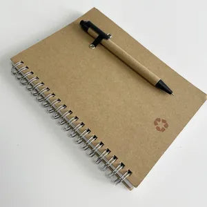 Eco-Friendly Spiral Notebook with Pen | A5 Size Writing Journal | Kraft Cover Office & Corporate Notebook | Customized Promotional Gift Diary