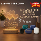 Shayona Gift Shop-Personalized 3D Heart Balloons & Infinity Symbol Acrylic LED Lamp – Custom Couple Names, Date & Wooden Base Engraved Night Light