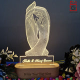 Shayona Personalized Love Handshake 3D Illusion Led Light Lamp Showpiece- 22CM