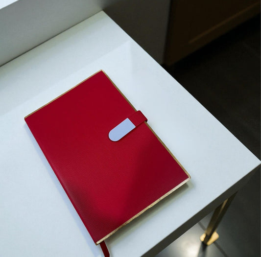 Shayona Professional Bright Red Business Planner with Metallic Closure ||Textured Leather Finish Diary for Office, Journaling & Corporate Gifts