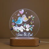 Shayona Gift Shop- Personalized LED Acrylic Night Lamp with Love Birds Design | Custom Names Gift for Couples, Anniversary, Valentine's Day