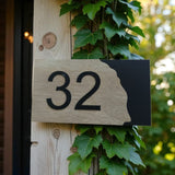 Shayona Personalized Modern House Number Sign  - Premium Wood & Black Layered Address Plate - Weather Resistant