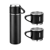 Shayona Stainless Steel Black Vacuum Flask With 2 Cups Gift Set, For Office