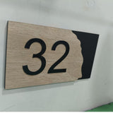 Shayona Personalized Modern House Number Sign  - Premium Wood & Black Layered Address Plate - Weather Resistant