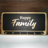 Shayona Happy Family Wooden Name Plate with Key Holder – 6 Hooks Wall Mounted Organizer for Home Entrance, Living Room & Office Décor"