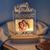 Shayona Gift Shop - World Best Mother Personalized 3D Illusion LED Table Night Lamp Name Date and UV Print Photo Frame | Gift for Anniversary,Mother Day, Birthday- Multicolor with Remote
